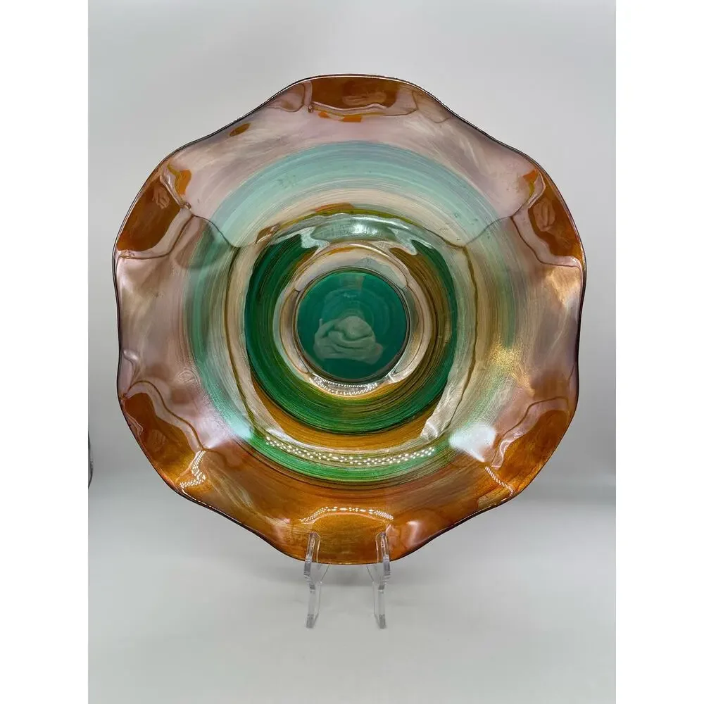 Quadrifoglio Glass Swirl Ruffle Edge Bowl 13 1/2” Italy